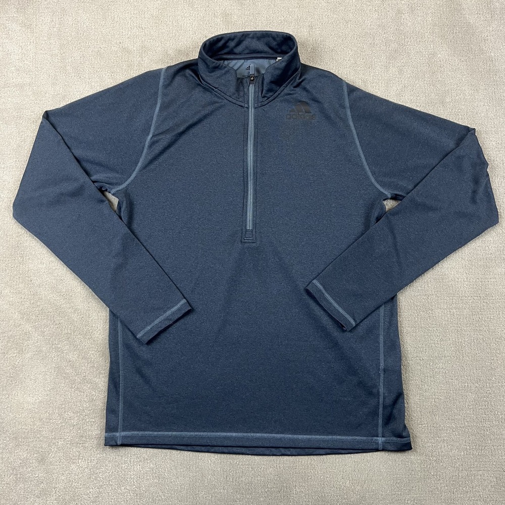 Adidas Aeroready 1/4 Zip Pullover Mens Medium Navy Blue Heather Training Shirt
